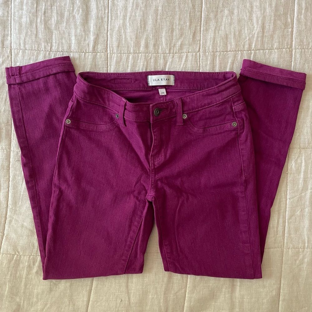 LILA RYAN Fuchsia Denim Crop Jeans